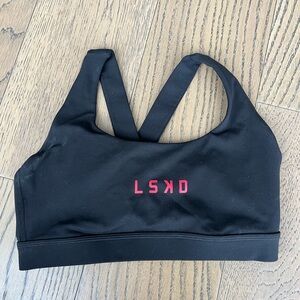 Black LSKD Sports Bra with Red Logo